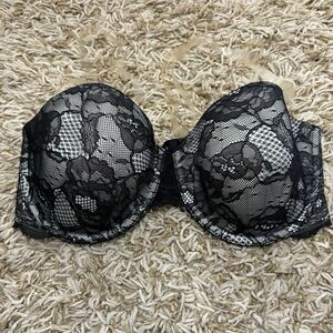 Victoria’s Secret Biofit Multiway Clear Straps Black Lace Bra Size 32DD